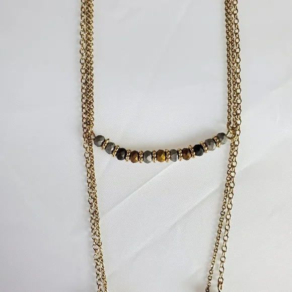 3 layer necklace gold grey and black - Picture 7 of 7
